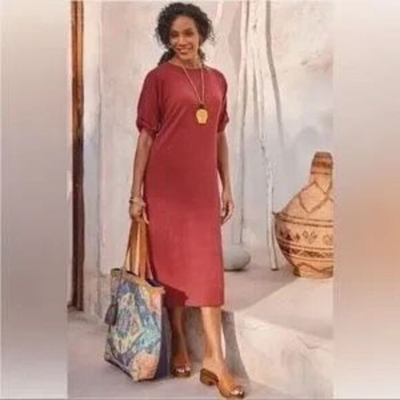 Soft Surroundings Midori Tandoori Midi Dress Sz XL Orange Spice - Picture 1 of 8
